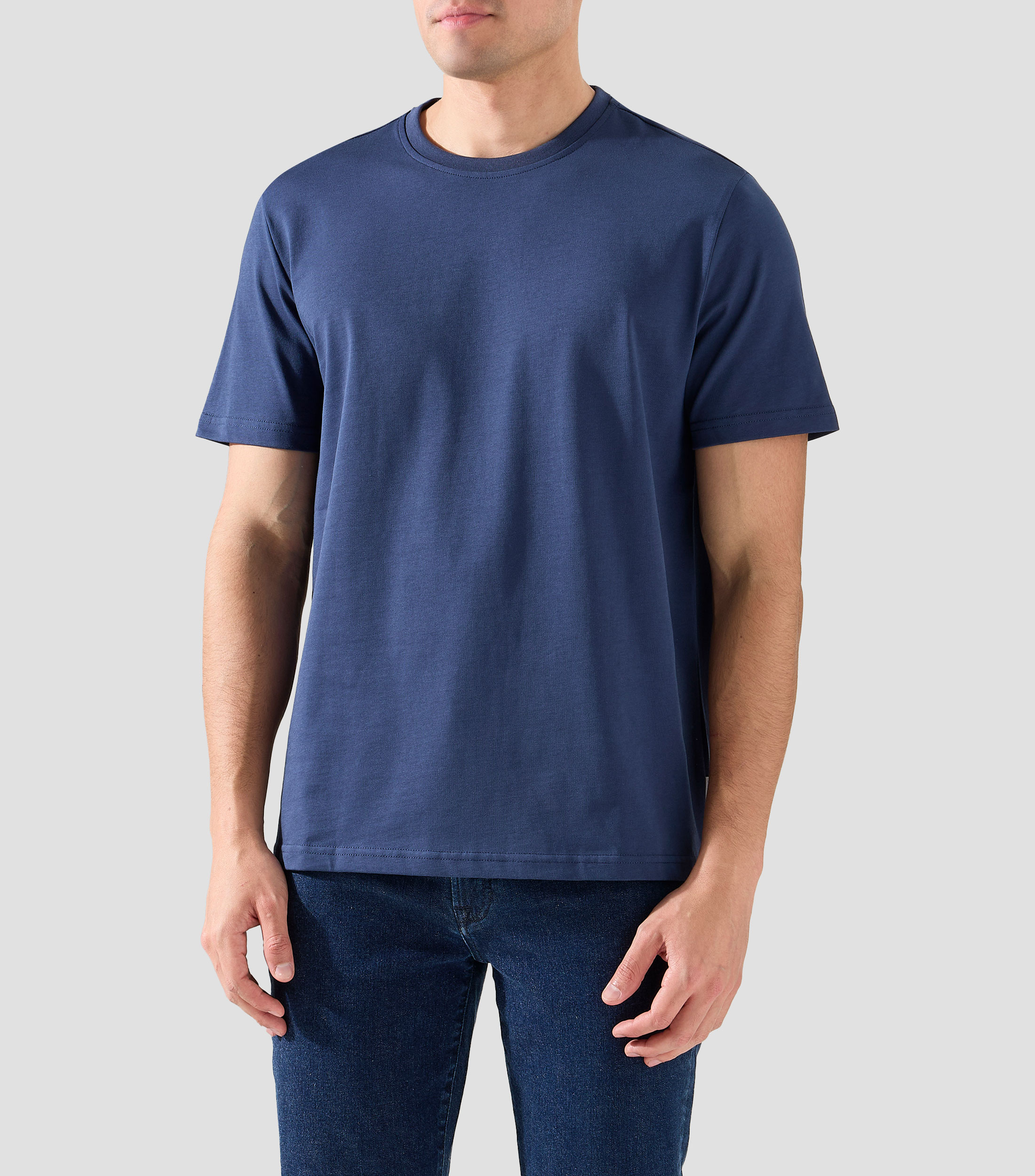 Playera de cuello redondo con manga corta lisa Hombre